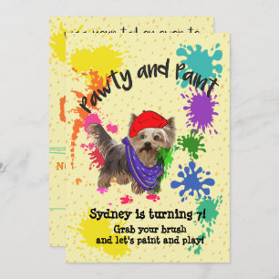 Yorkshire Terrier Fun Art Birthday Party Invite Kaart