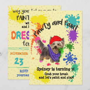 Yorkshire Terrier Fun Art Verjaardagsfeest Uitnodi Kaart