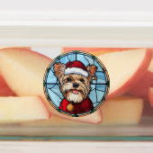 Yorkshire Terrier Gebrandschilderd Glas Kerstmis Labels (Aangebracht)