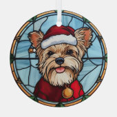 Yorkshire Terrier Gebrandschilderd Glas Kerstmis Ornament (Achterkant)
