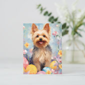 Yorkshire Terrier Gelukkig Pasen Briefkaart (Staand voorkant)