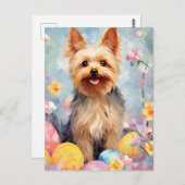 Yorkshire Terrier Gelukkig Pasen Briefkaart (Voorkant / Achterkant)
