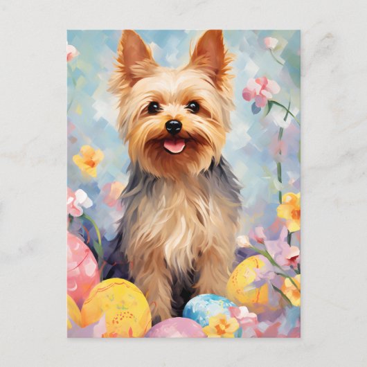 Yorkshire Terrier Gelukkig Pasen Briefkaart (Voorkant)