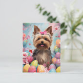 Yorkshire Terrier Gelukkig Pasen Briefkaart (Staand voorkant)