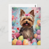 Yorkshire Terrier Gelukkig Pasen Briefkaart (Voorkant / Achterkant)