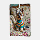 Yorkshire Terrier gepersonaliseerde kerstdagen Metalen Ornament (Voorkant links)