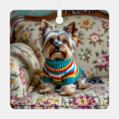 Yorkshire Terrier gepersonaliseerde kerstdagen Metalen Ornament (Voorkant)