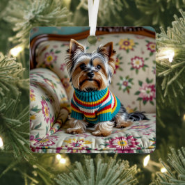 Yorkshire Terrier gepersonaliseerde kerstdagen Metalen Ornament