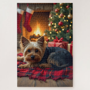 Yorkshire Terrier Gezellige Kerstavond Schilderij Legpuzzel