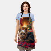 Yorkshire Terrier Gezellige Kerstavond Schilderij Schort (Gedragen)