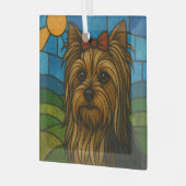 Yorkshire Terrier "Glas in lood" Glas Ornament (Voorkant links)