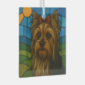 Yorkshire Terrier "Glas in lood" Glas Ornament (Voorkant Rechts)