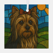 Yorkshire Terrier "Glas in lood" Glas Ornament (Achterkant)