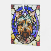 Yorkshire Terrier "Glas in lood" Glas Ornament (Voorkant links)
