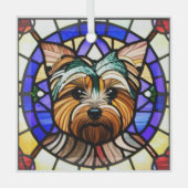 Yorkshire Terrier "Glas in lood" Glas Ornament (Voorkant)