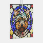 Yorkshire Terrier "Glas in lood" Glas Ornament (Voorkant Rechts)