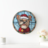 Yorkshire Terrier Glas in lood Kerst Grote Klok (Huis)