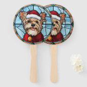 Yorkshire Terrier Glas in lood Kerst Handwaaier (Voorkant en achterkant)