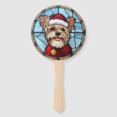 Yorkshire Terrier Glas in lood Kerst Handwaaier (Voorkant)
