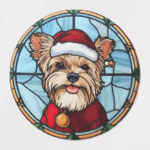 Yorkshire Terrier Glas in lood Kerst Labels (Design 2)