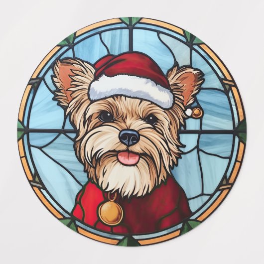 Yorkshire Terrier Glas in lood Kerst Labels (Design 1)