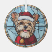 Yorkshire Terrier Glas in lood Kerst Ornament (Voorkant)