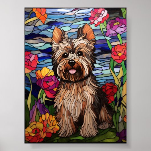 Yorkshire Terrier Glas-in-loodraamontwerp Poster (Voorkant)