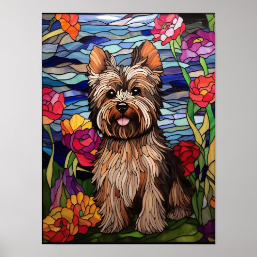 Yorkshire Terrier Glas-in-loodraamontwerp Poster (Voorkant)