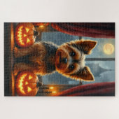 Yorkshire Terrier Gotische Halloween Portret Kunst Legpuzzel (Horizontaal)