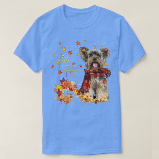 Yorkshire Terrier Hallo herfst voor Hondenliefhebb T-shirt (Design voorkant)