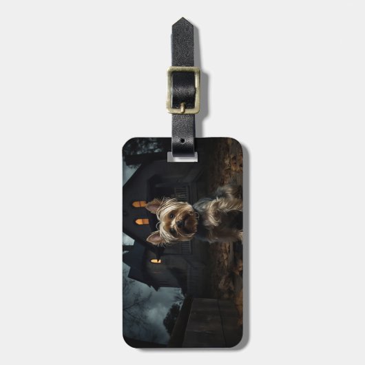 Yorkshire Terrier Halloween eng Bagagelabel (Voorkant verticaal)