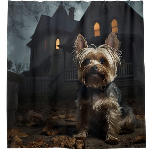 Yorkshire Terrier Halloween eng Douchegordijn (Voorkant)