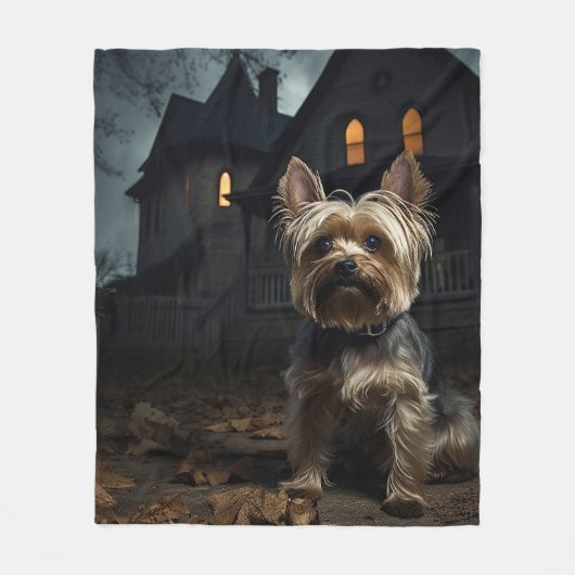 Yorkshire Terrier Halloween eng Fleece Deken (Voorkant)