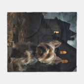 Yorkshire Terrier Halloween eng Fleece Deken (Voorkant (Horizontaal))