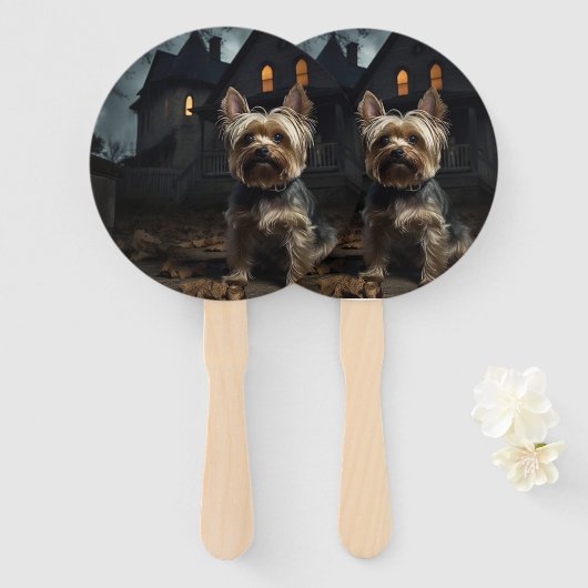 Yorkshire Terrier Halloween eng Handwaaier (Voorkant en achterkant)