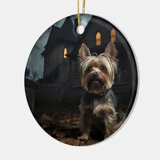 Yorkshire Terrier Halloween eng Keramisch Ornament (Links)