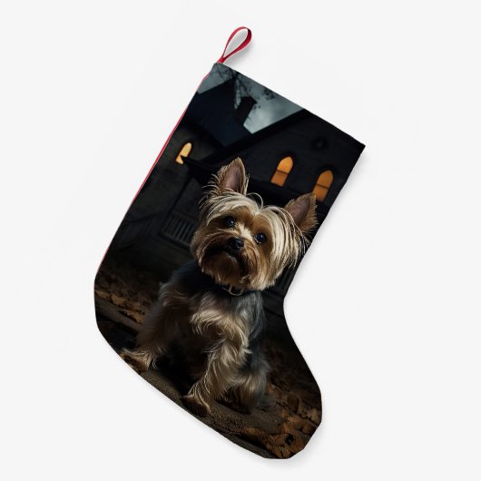 Yorkshire Terrier Halloween eng Kleine Kerstsok (Voorkant (Hangend))
