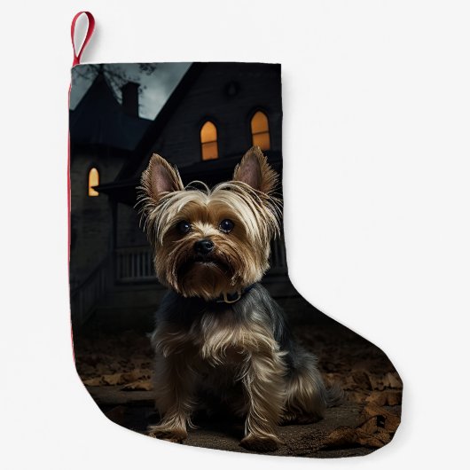 Yorkshire Terrier Halloween eng Kleine Kerstsok (Voorkant)