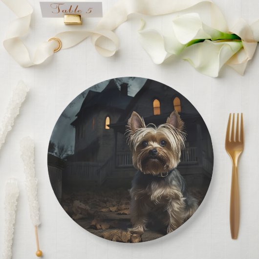 Yorkshire Terrier Halloween eng Papieren Bordje (Huwelijk)