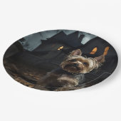 Yorkshire Terrier Halloween eng Papieren Bordje (Gekanteld)