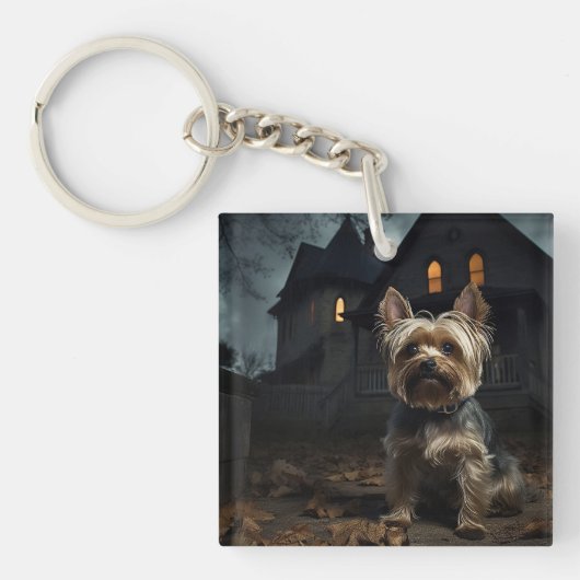 Yorkshire Terrier Halloween eng Sleutelhanger (Voorkant)