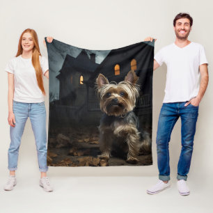 Yorkshire Terrier Halloween Griezelen  Fleece Deken