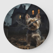 Yorkshire Terrier Halloween Griezelen  Grote Klok (Voorkant)