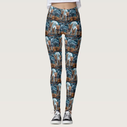 Yorkshire Terrier Halloween Griezelen Leggings (Voorkant)