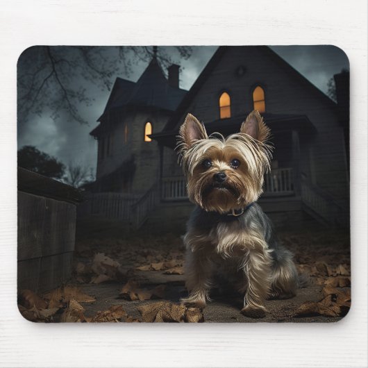 Yorkshire Terrier Halloween Griezelen Muismat (Voorkant)