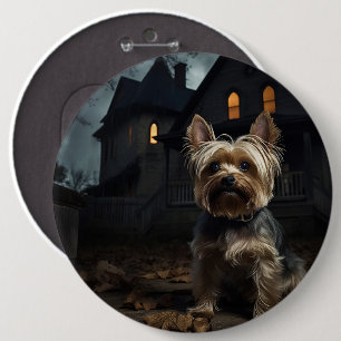 Yorkshire Terrier Halloween Griezelen Ronde Button 6,0 Cm