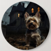 Yorkshire Terrier Halloween Griezelen Ronde Button 6,0 Cm (Voorkant)