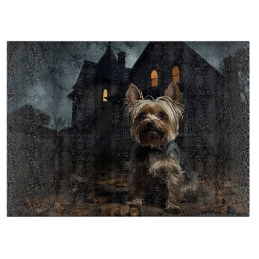 Yorkshire Terrier Halloween Griezelen Snijplank (Voorkant)
