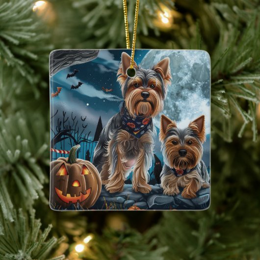 Yorkshire Terrier Halloween Griezelig Keramisch Ornament (Boom)