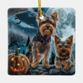 Yorkshire Terrier Halloween Griezelig Keramisch Ornament (Voorkant)